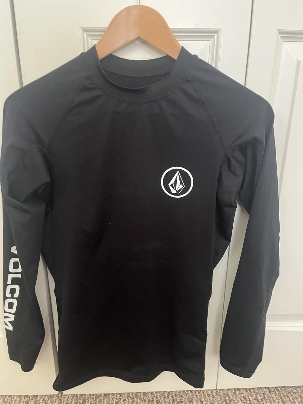 Volcom Black Long Sleeve Surf Rash Guard with White Logo